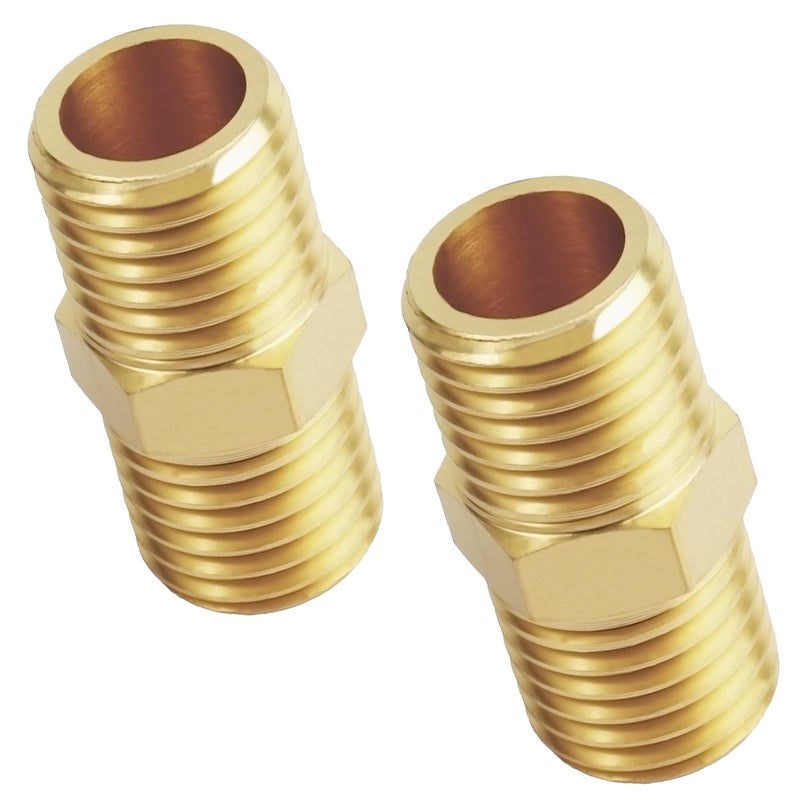 YOUHO 2-Pack 1/2" NPT Male Thread Brass Pipe Nipple Adapter Fittings - Image 3